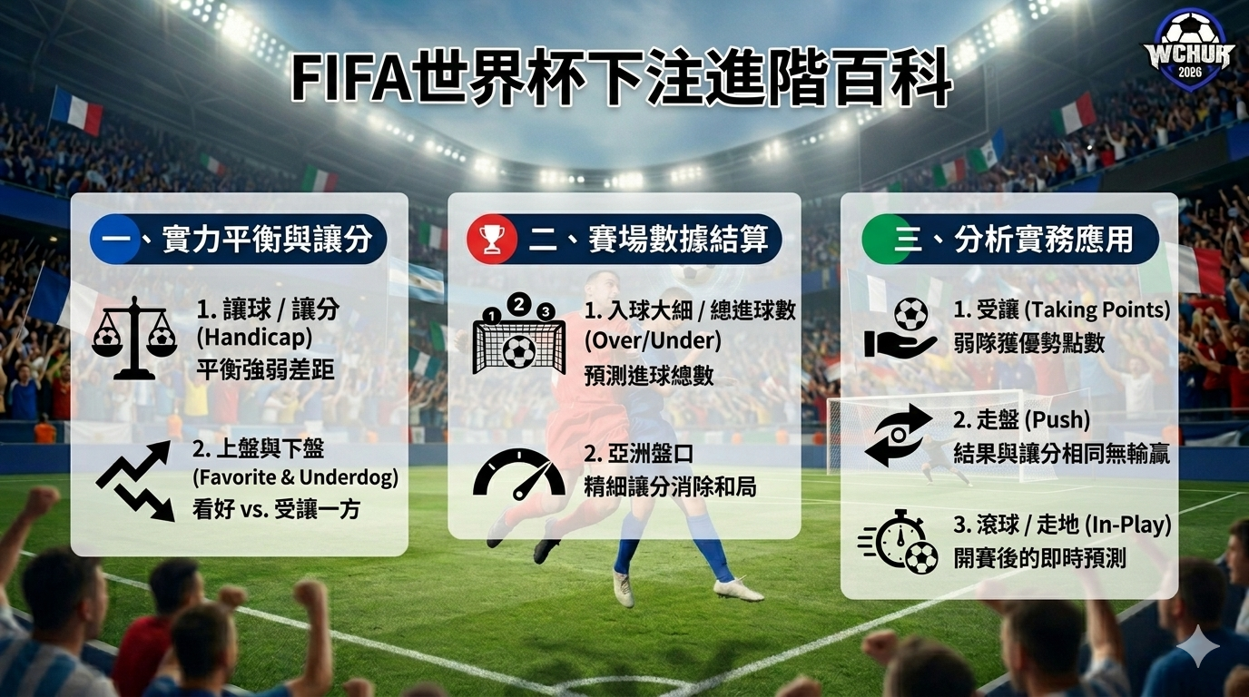 FIFA 世界杯進階專有名詞教學圖：讓分規則與賽場數據分析全圖解 World Cup Advanced Glossary Infographic: Visual Guide to Handicap Rules and Match Data Analysis